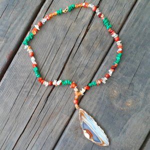 Goldstone Agate Slice Choker Necklace